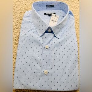 Express Men’s Slim Fit Blue Micro Dot Dress Shirt XL